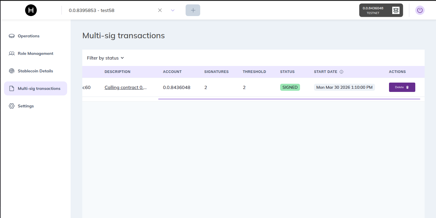 Multisig transactions view